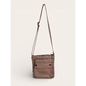 Gussaci Blush Nude Faux Leather Crossbody Handbag Gold Accents